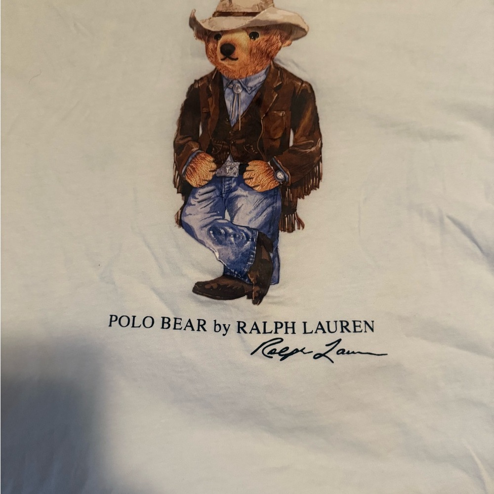 Polo by Ralph Lauren White Bear Graphic Men's Shirt Long Sleeve 2XB